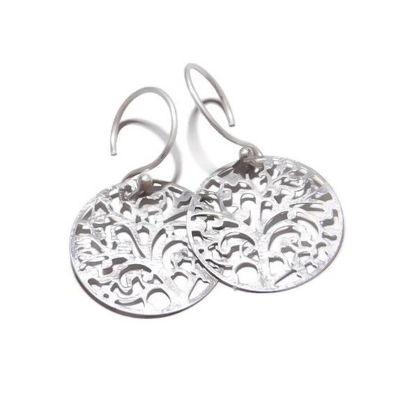 Tree of Life Silver Earrings - Picture 2 of 4